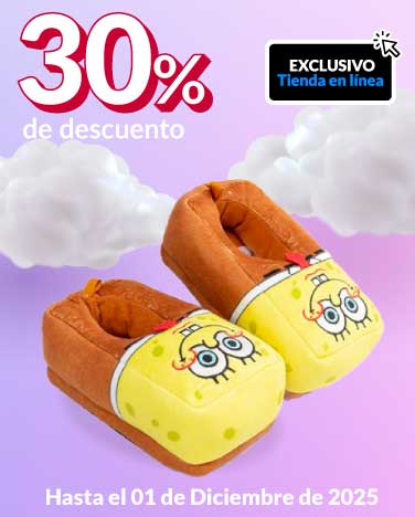 30% de descuento en todas las pantuflas